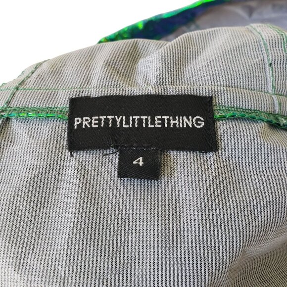 PrettyLittleThing Cobie Green Coachella Holographic Jacket Disco Carnival Shiny - Picture 11 of 12